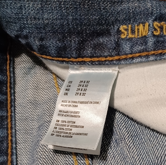 American Eagle Jeans Men's 29x32 Distressed Slim Straight 100% Cotton - Picture 3 of 7